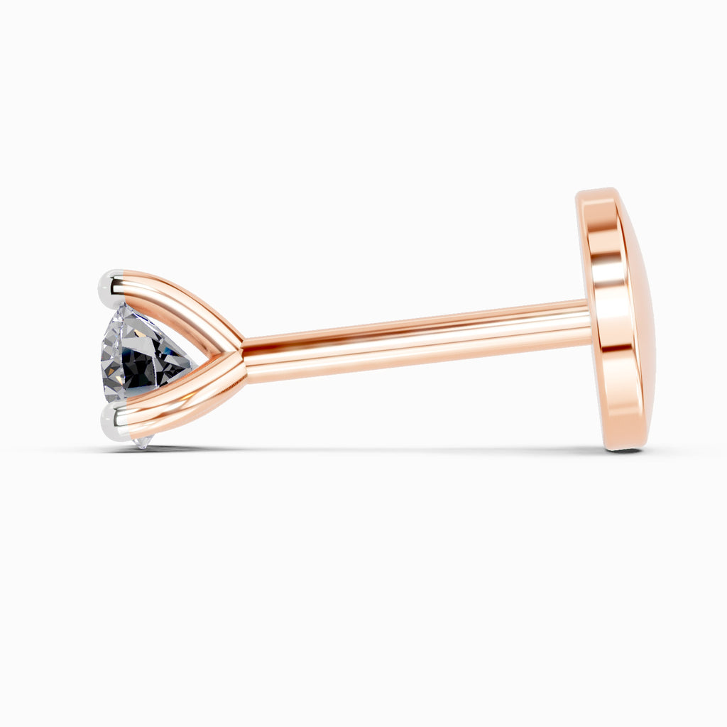 0.09 Carat Solitaire Diamond Nose Pin 14K - Rose Gold