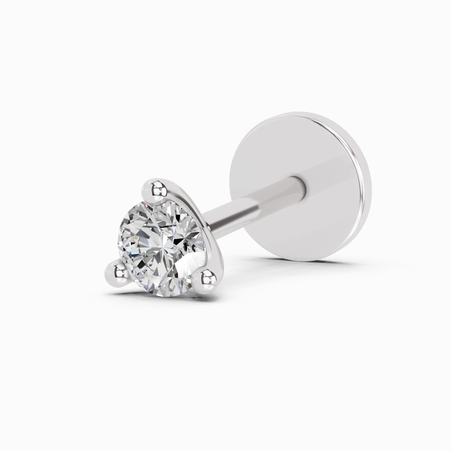0.09 Carat Solitaire Diamond Nose Pin 14K - White Gold