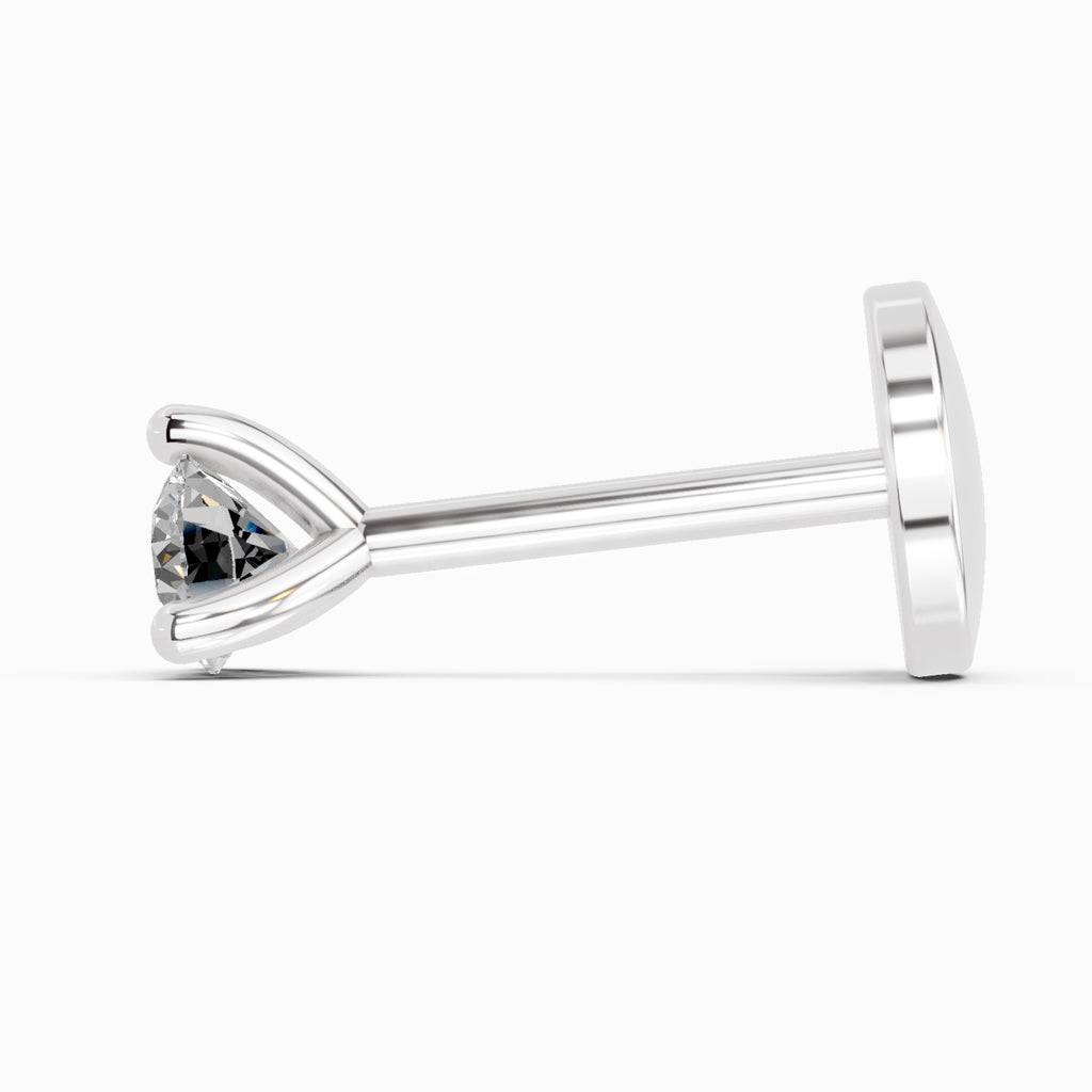 0.09 Carat Solitaire Diamond Nose Pin 14K - White Gold