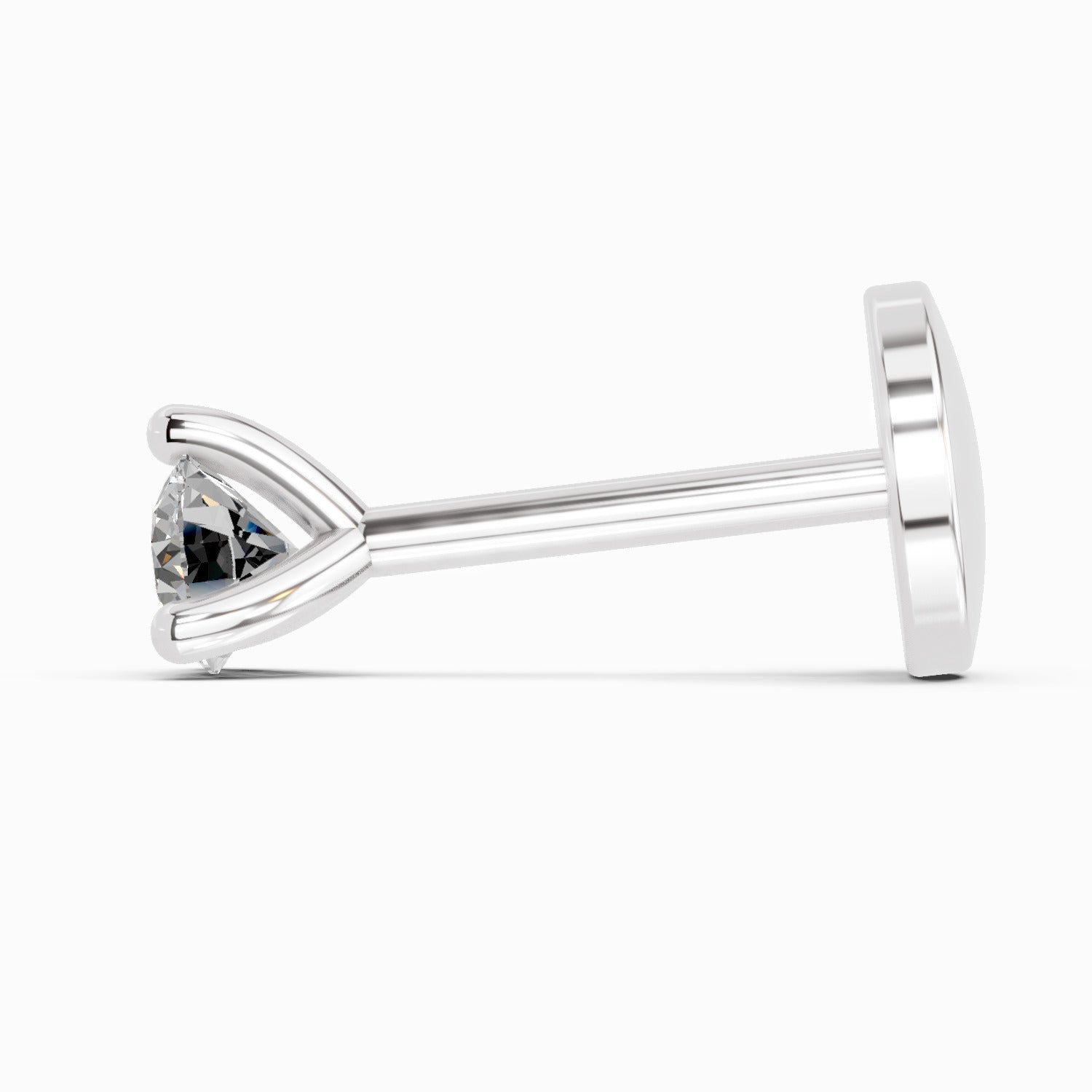 0.09 Carat Solitaire Diamond Nose Pin 14K - White Gold