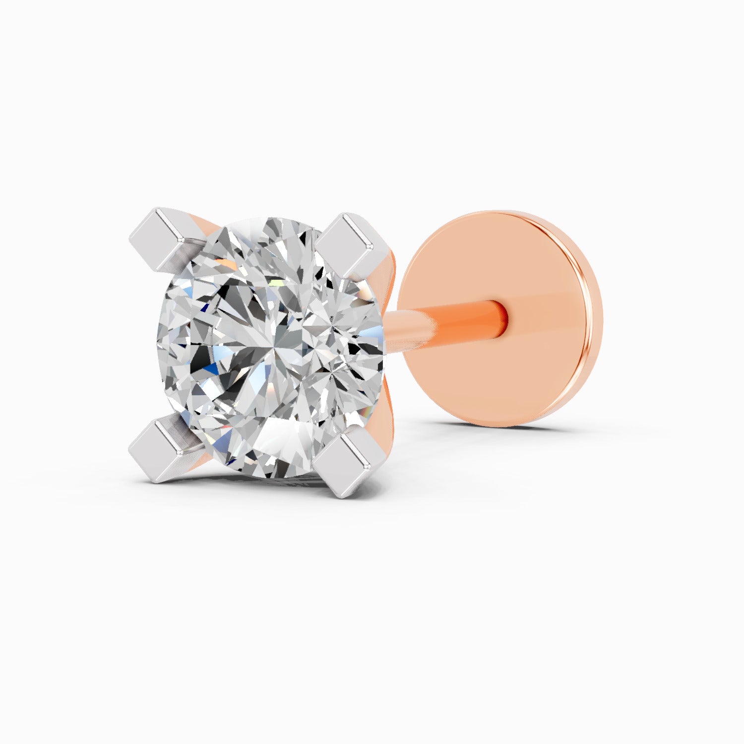 0.10 Carat Solitaire Diamond Nose Pin 14K - Rose Gold