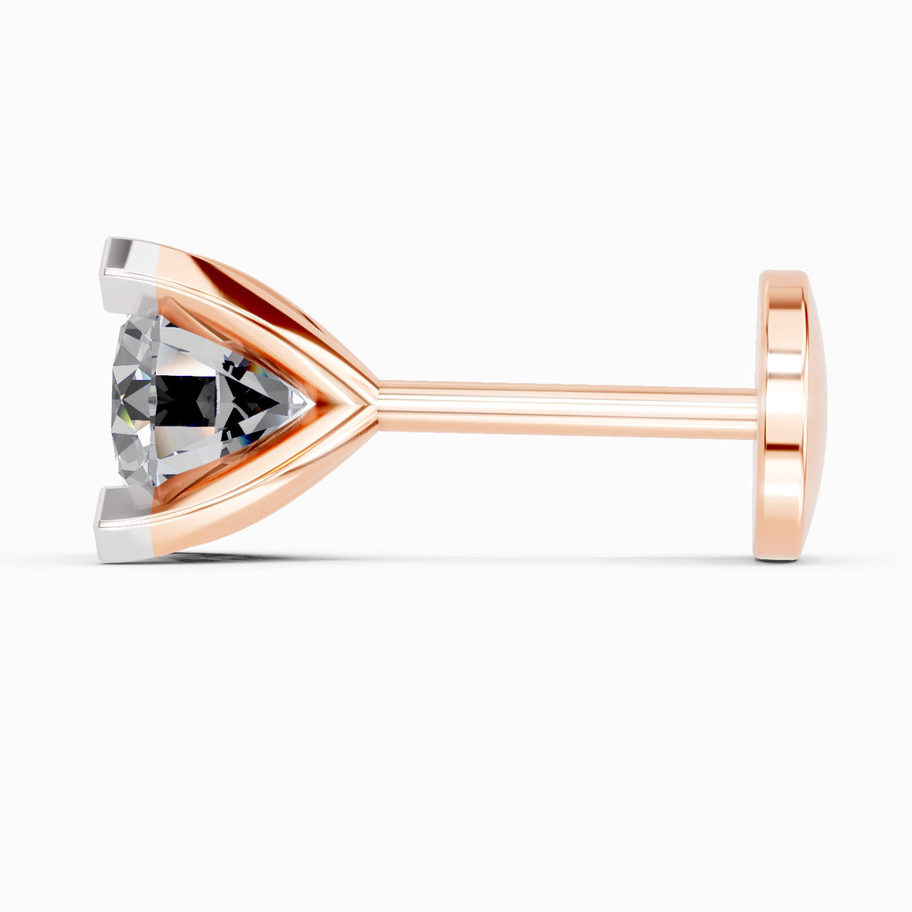0.10 Carat Solitaire Diamond Nose Pin 14K - Rose Gold
