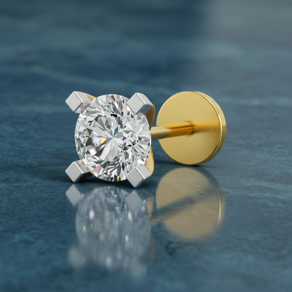 Gleaming Solitaire Diamond Nose Pin