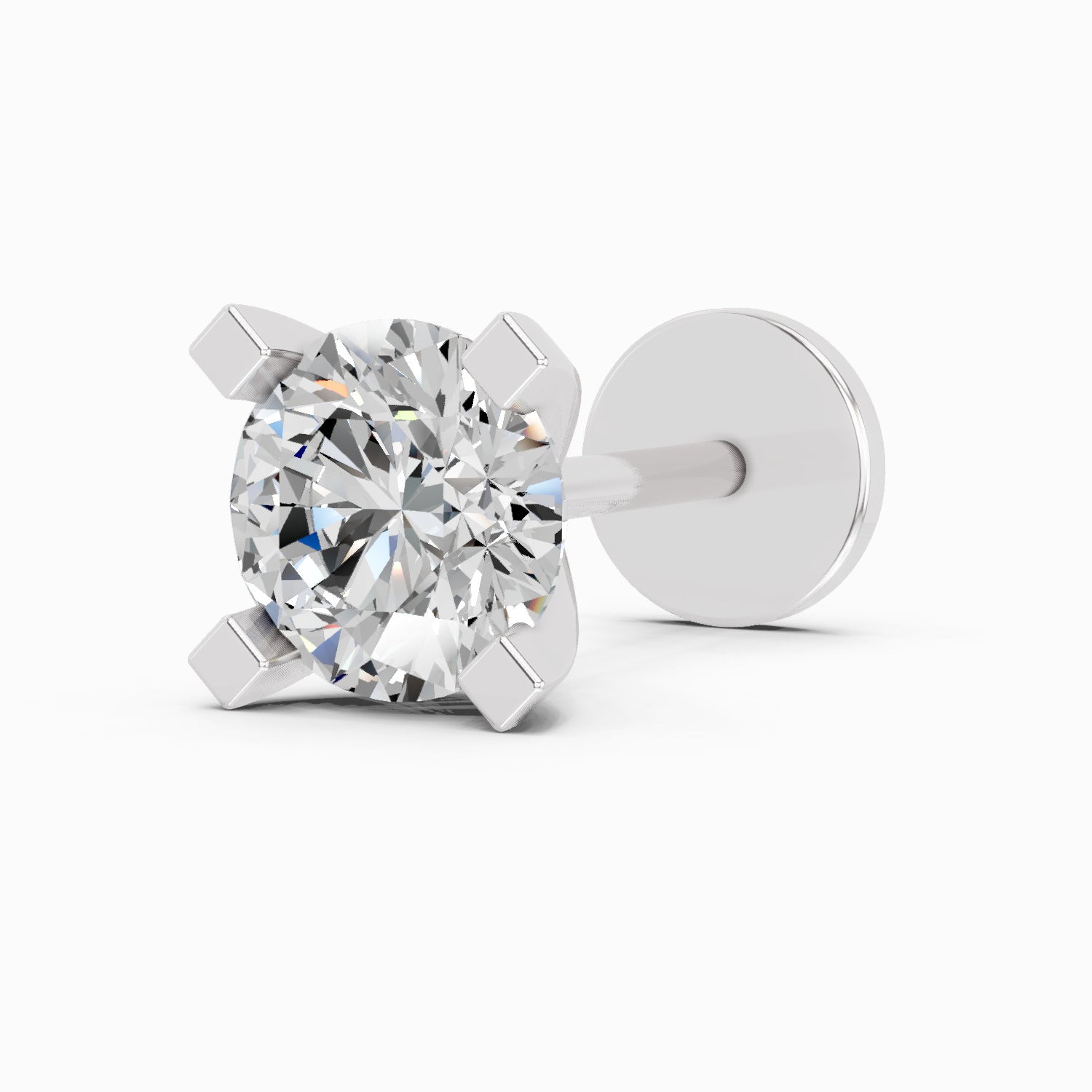 0.21 Carat 4 Prong Solitaire Diamond Nose Pin 14K - White Gold