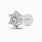 0.10 Carat 6 Prong Solitaire Diamond Nose Pin 14K - White Gold