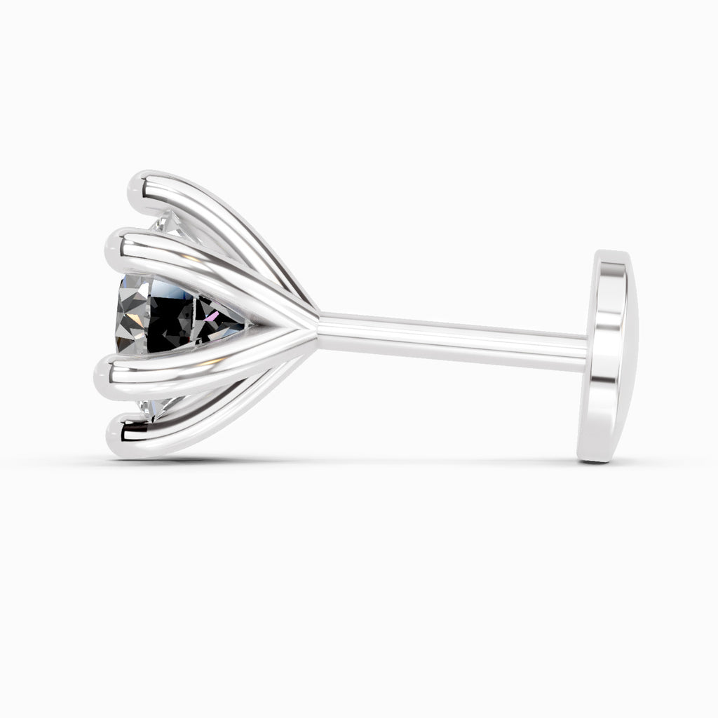 0.10 Carat 6 Prong Solitaire Diamond Nose Pin 14K - White Gold