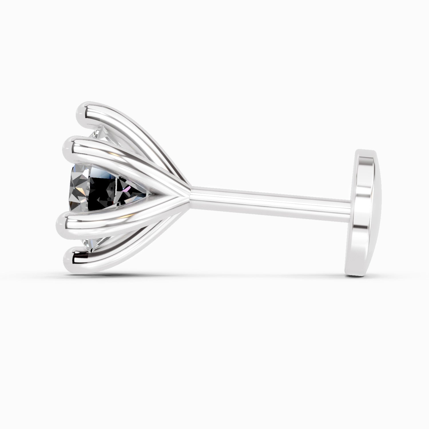 0.10 Carat 6 Prong Solitaire Diamond Nose Pin 14K - White Gold