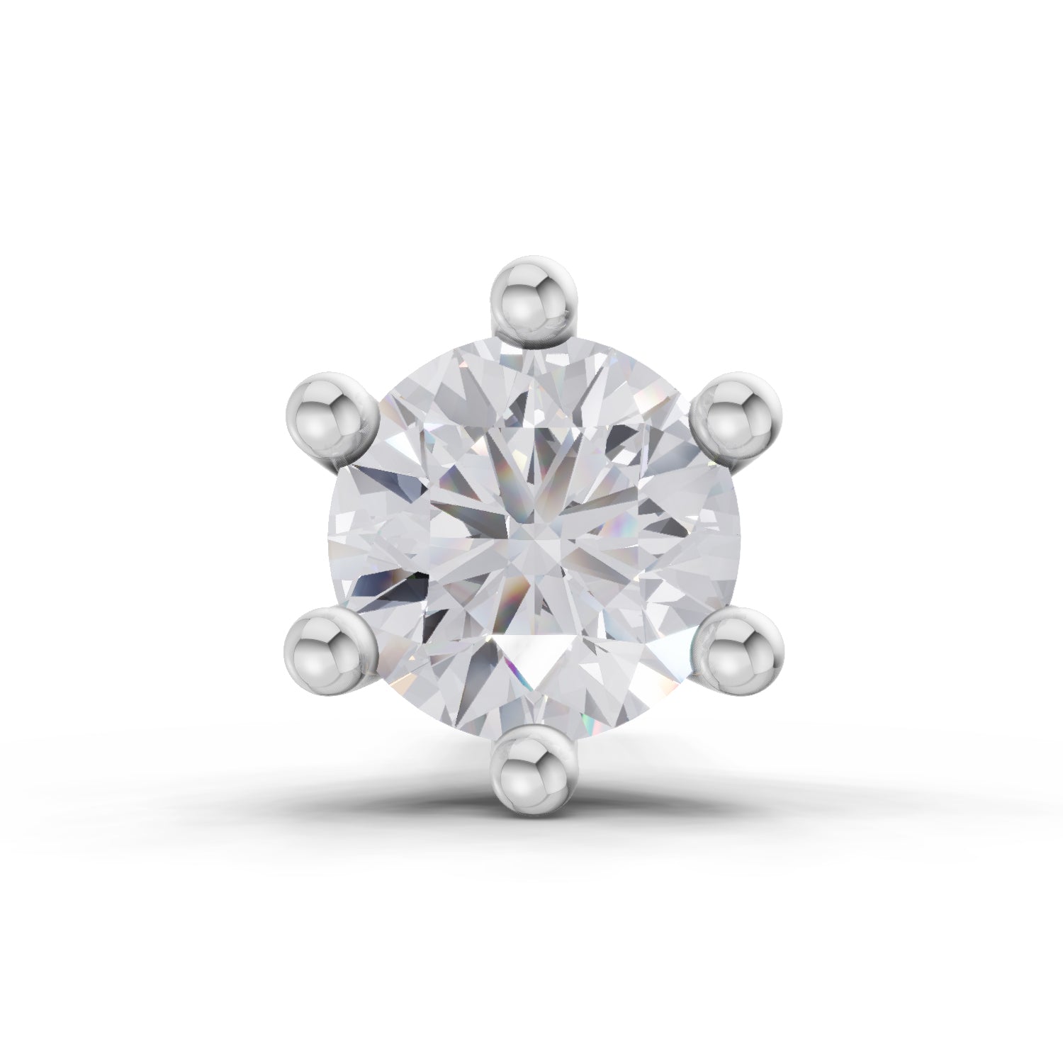 0.10 Carat 6 Prong Solitaire Diamond Nose Pin 14K - White Gold