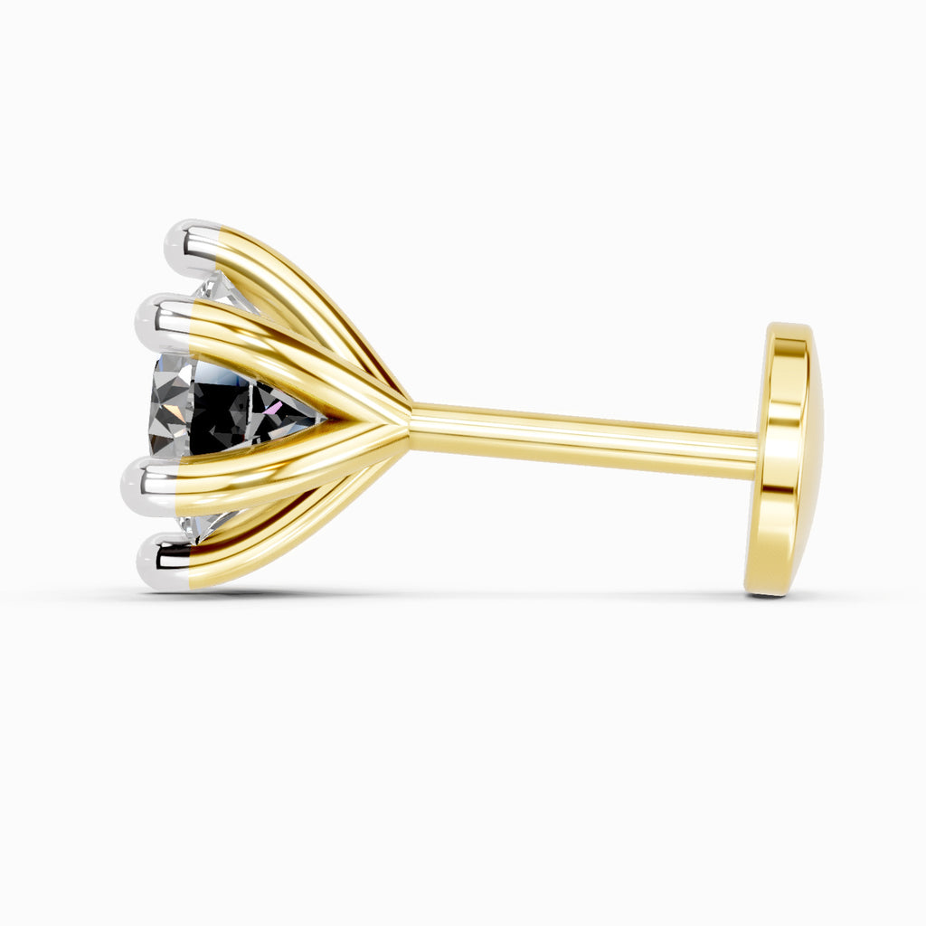 0.10 Carat 6 Prong Solitaire Diamond Nose Pin 14K