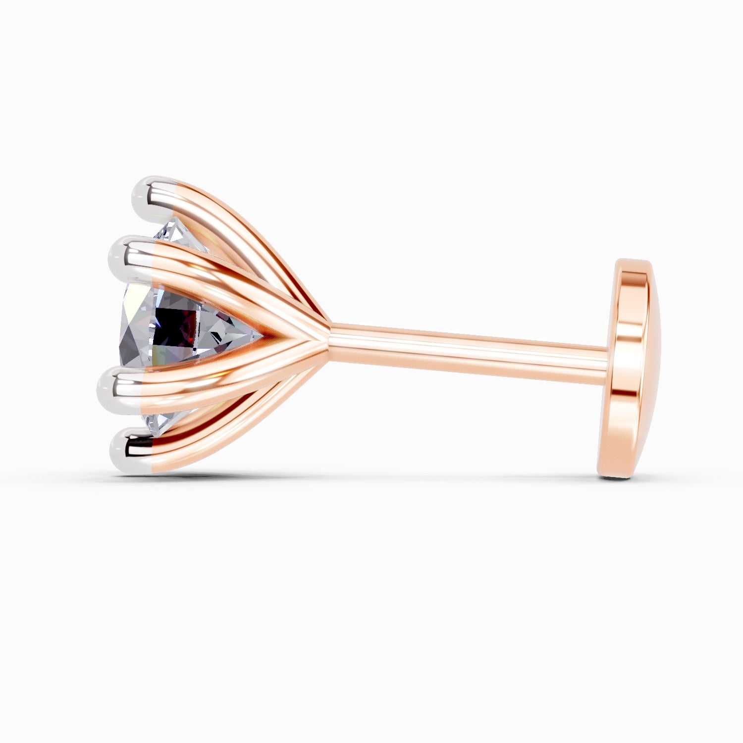0.15 Carat Solitaire Diamond Nose Pin 14K - Rose Gold