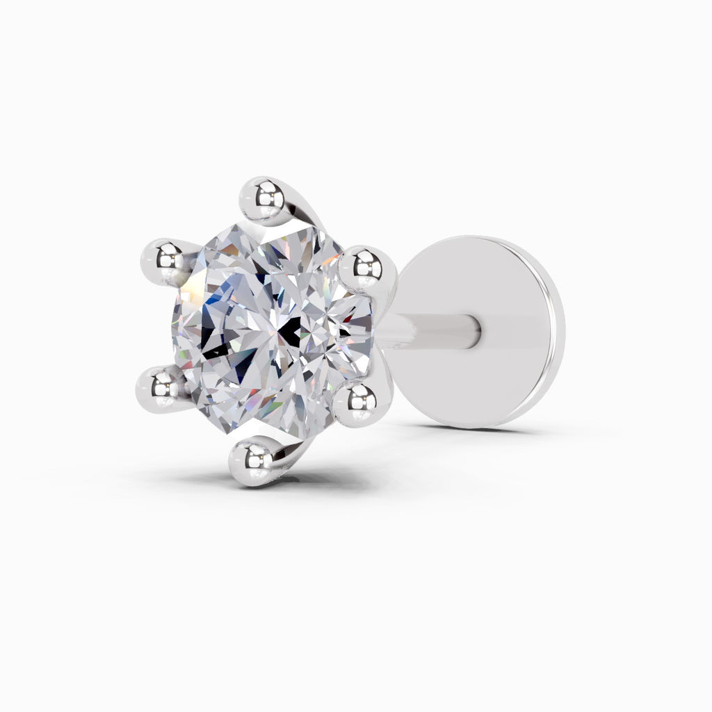 0.15 Carat Solitaire Diamond Nose Pin 14K - White Gold