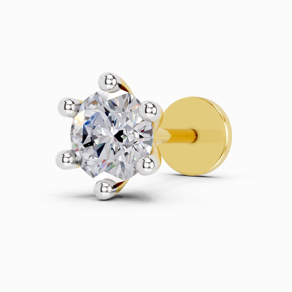 0.15 Carat Solitaire Diamond Nose Pin 14K