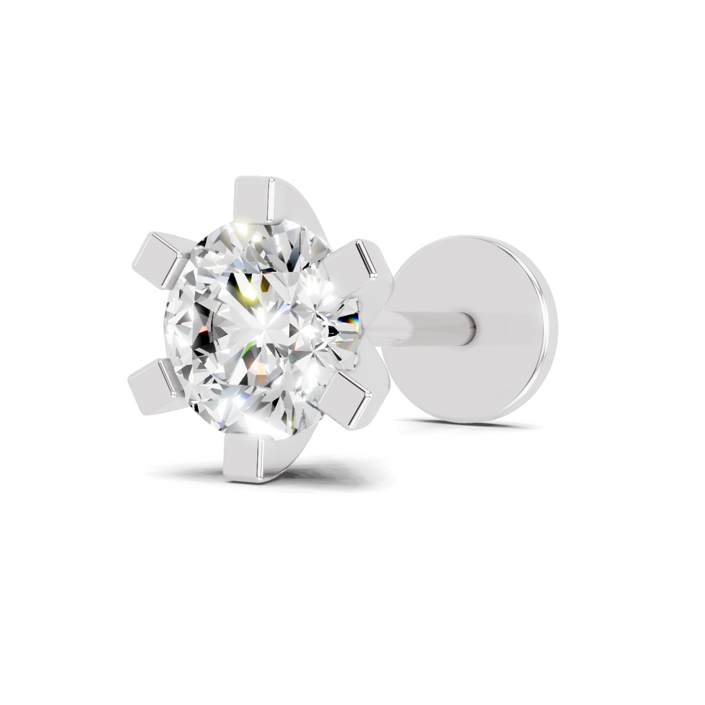 0.21 Carat Luxurious Diamond Nose Pin 14K Screw - White Gold