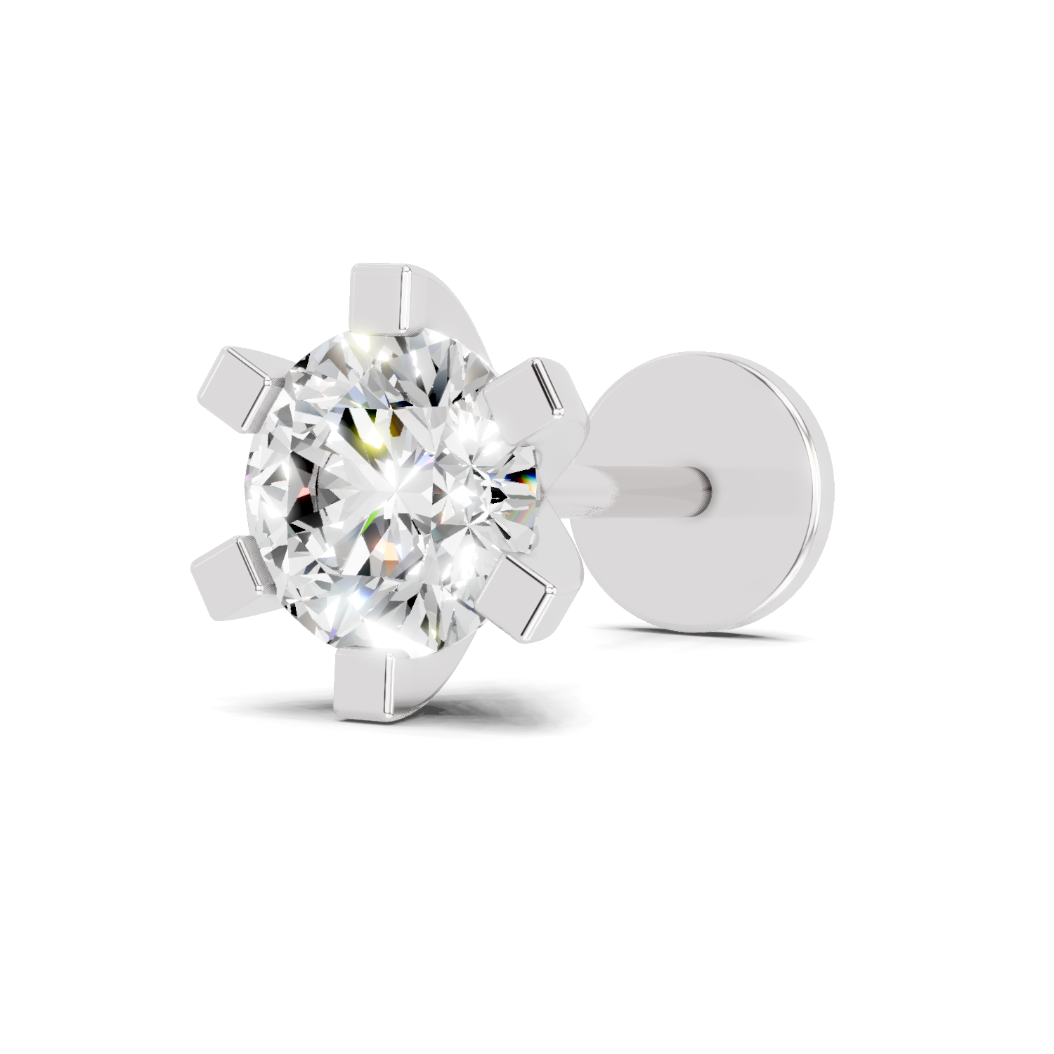 0.21 Carat Luxurious Diamond Nose Pin 14K Screw - White Gold