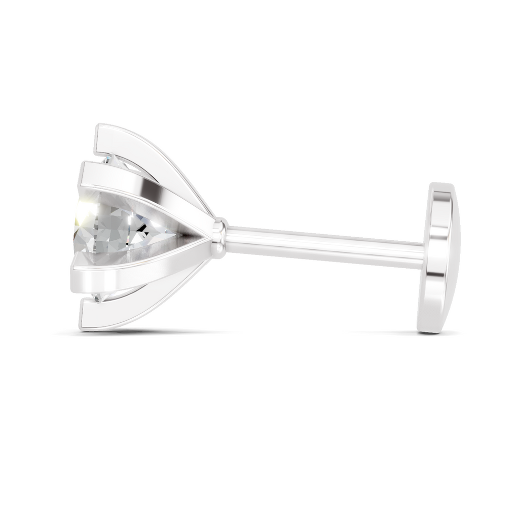 0.21 Carat Luxurious Diamond Nose Pin 14K Screw - White Gold