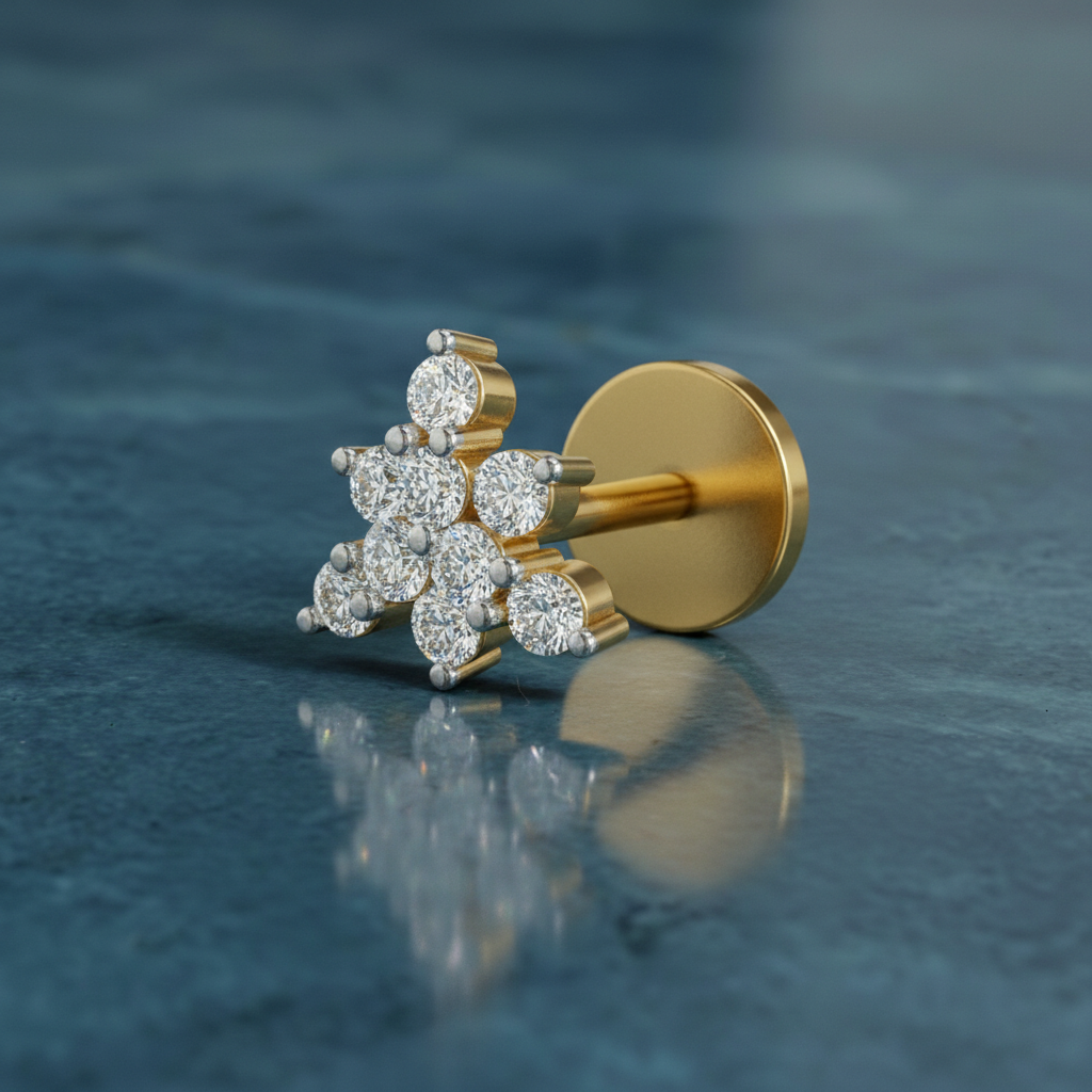 Luminous Floral Diamond Nose Pin