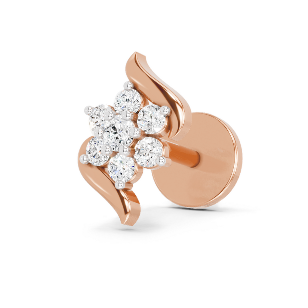 0.07 Ct Swirl Nose Pin 14K - Rose Gold