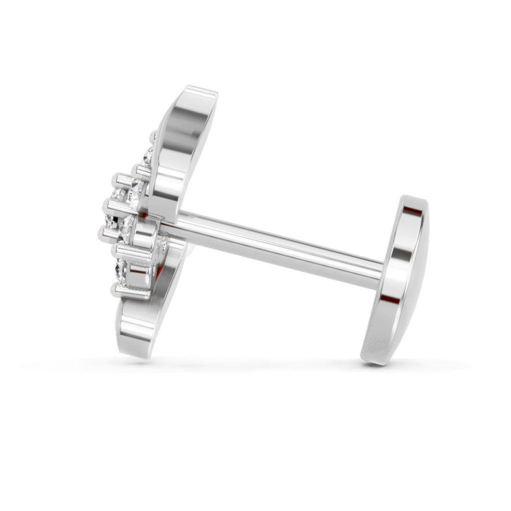 0.07 Ct Swirl Nose Pin 14K - White Gold