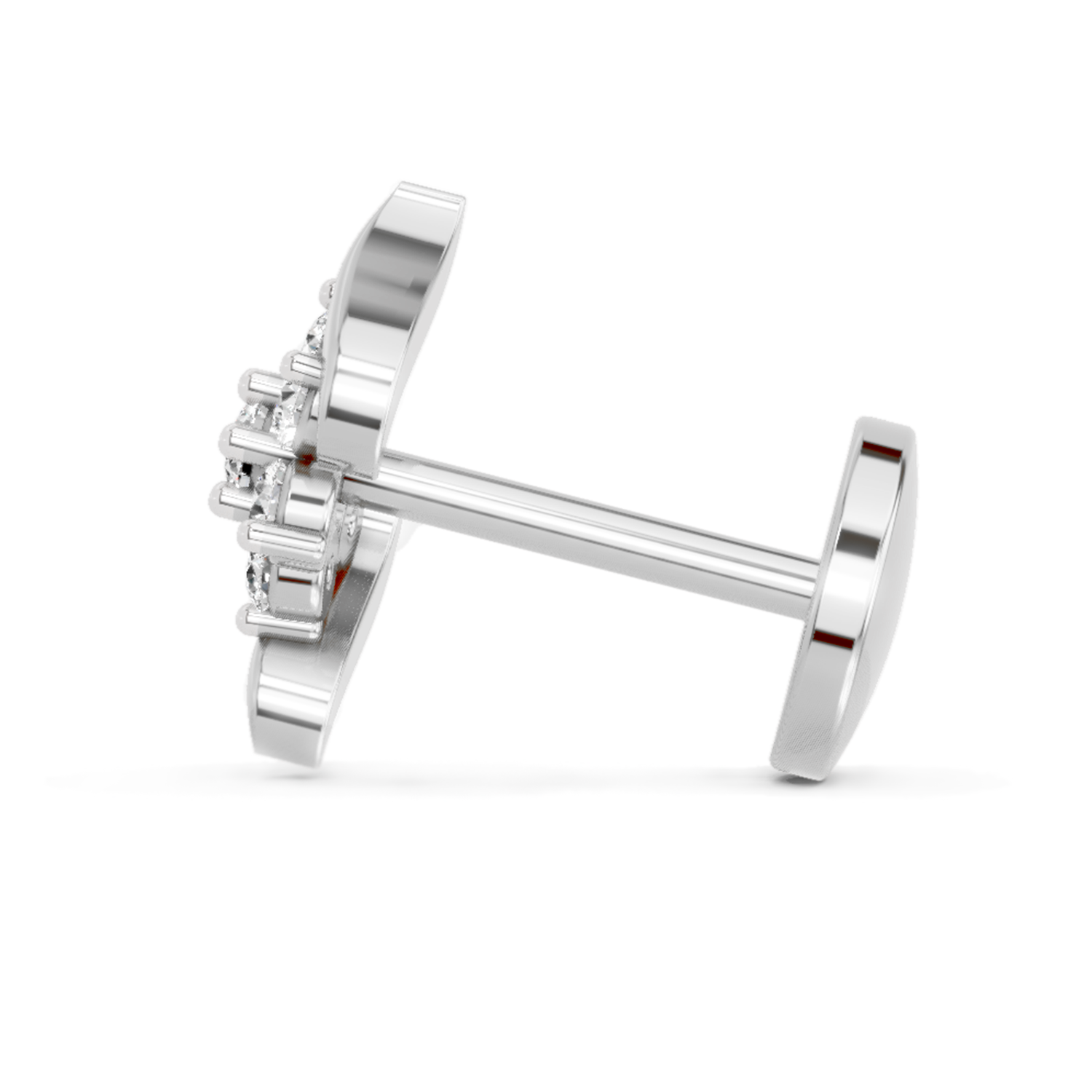 0.07 Ct Swirl Nose Pin 14K - White Gold