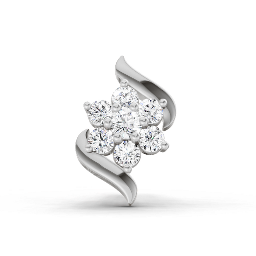 0.07 Ct Swirl Nose Pin 14K - White Gold