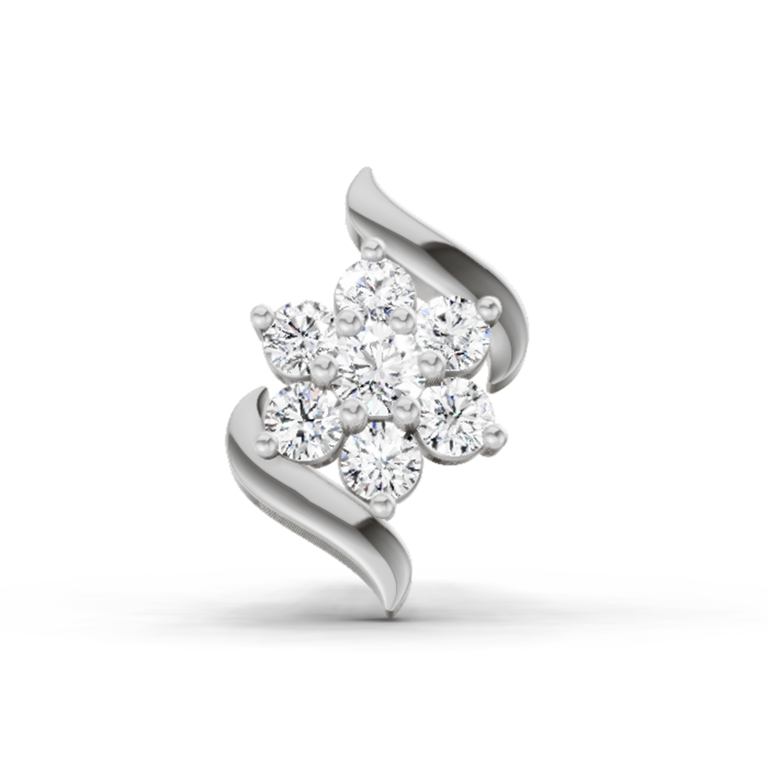 0.07 Ct Swirl Nose Pin 14K - White Gold