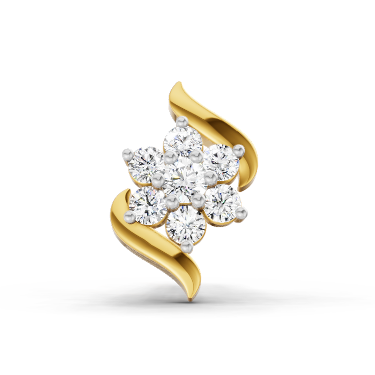 0.07 Ct Swirl Nose Pin 14K