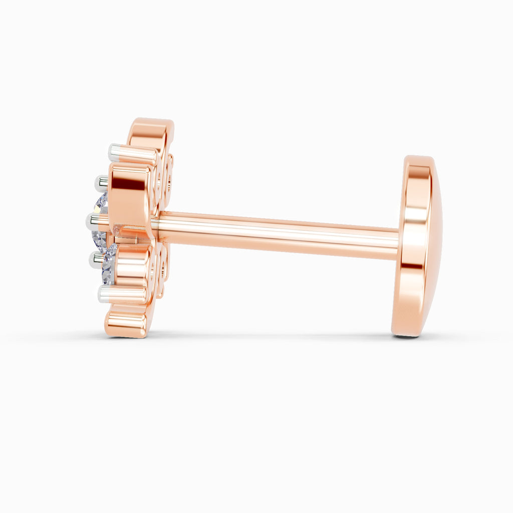0.06 Ct Floral Stud Nose Pin 14K - Rose Gold