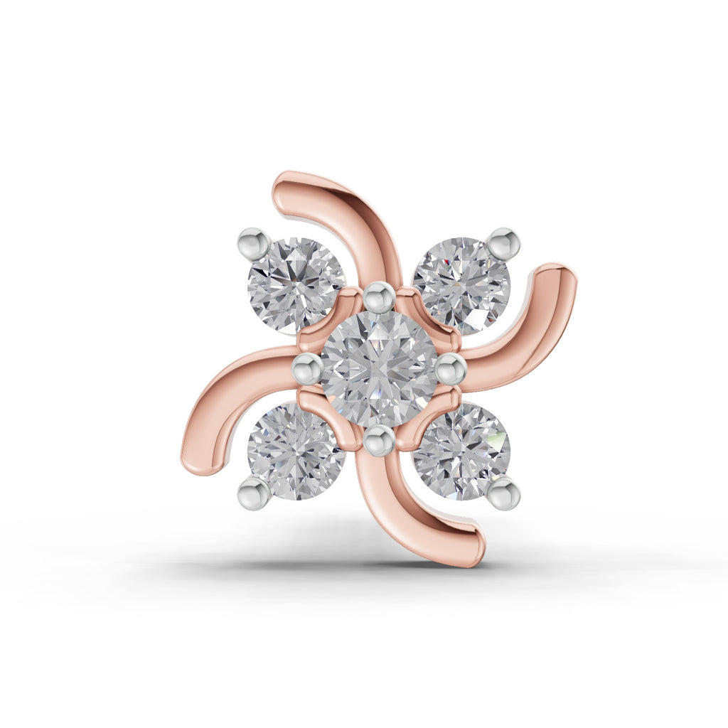 0.06 Ct Floral Stud Nose Pin 14K - Rose Gold