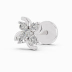 0.06 Ct Floral Stud Nose Pin 14K - White Gold