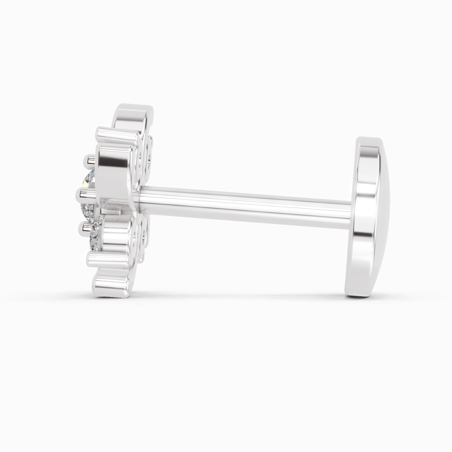 0.06 Ct Floral Stud Nose Pin 14K - White Gold