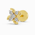 0.06 Ct Floral Stud Nose Pin 14K