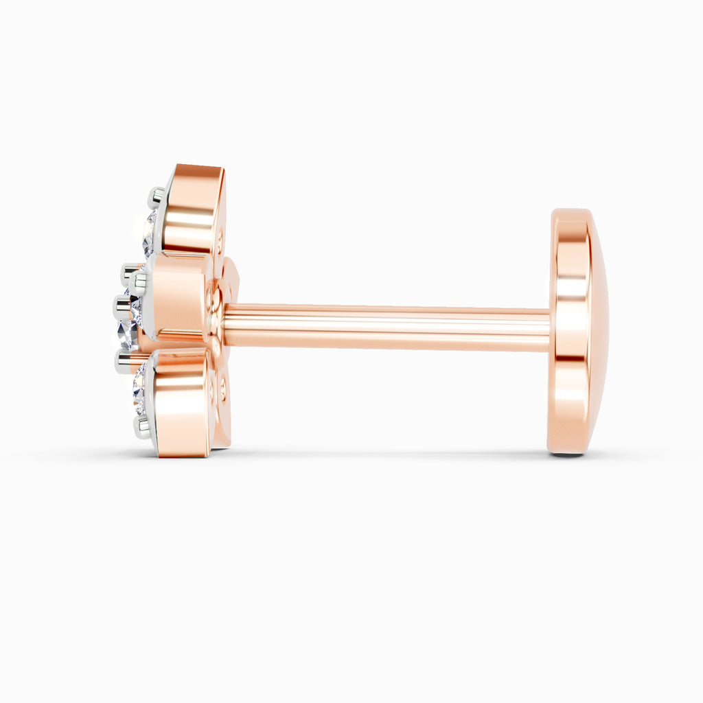 0.06 Carat Floral Stud Nose Pin 14K - Rose Gold