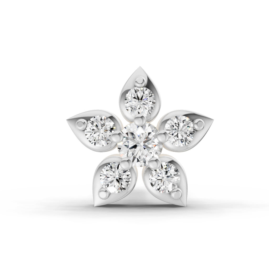 0.06 Carat Floral Stud Nose Pin 14K - Rose Gold