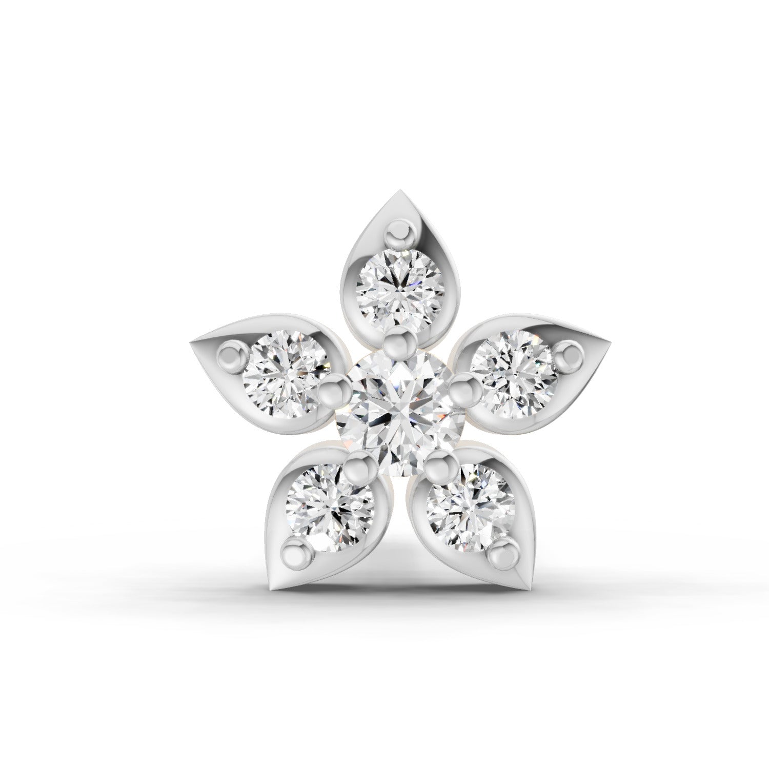 0.06 Carat Floral Stud Nose Pin 14K - Rose Gold
