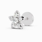 0.06 Carat Floral Stud Nose Pin 14K - White Gold