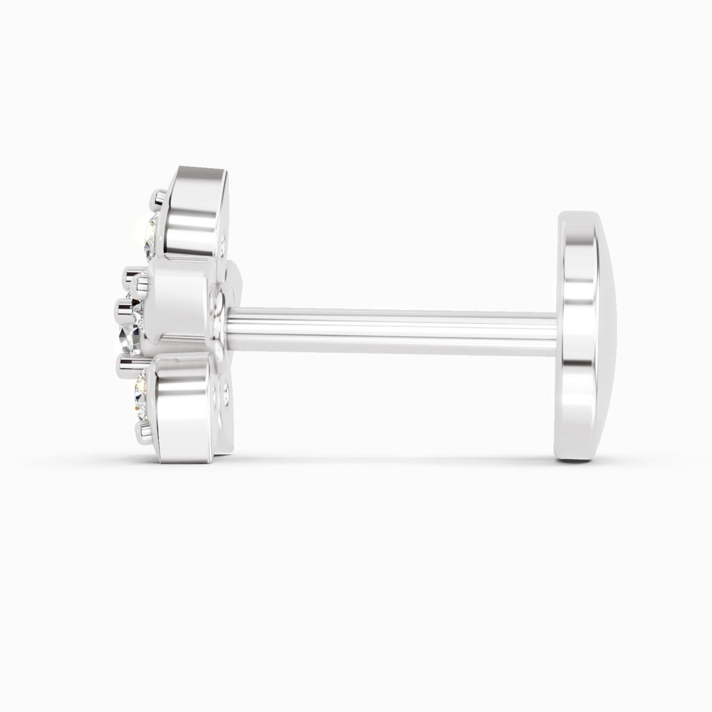 0.06 Carat Floral Stud Nose Pin 14K - White Gold