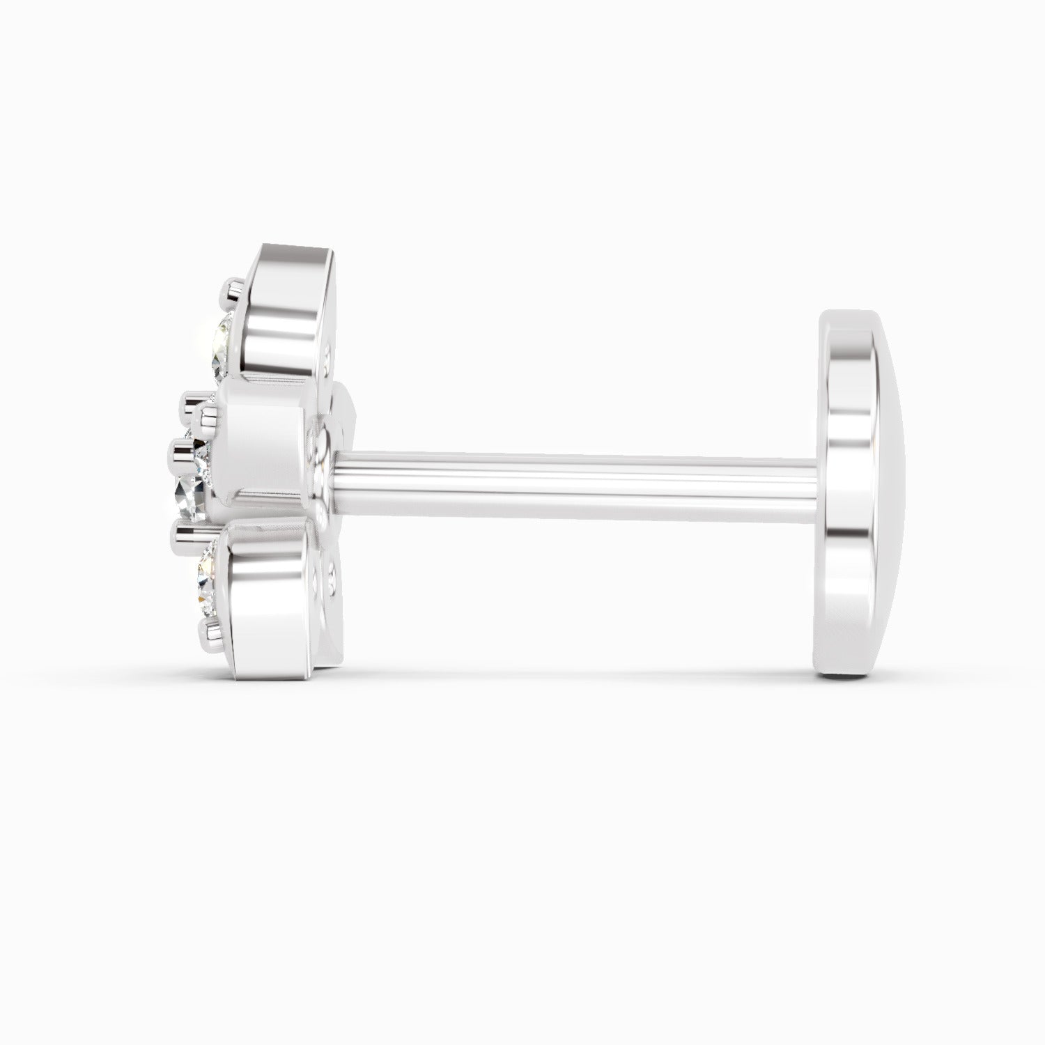 0.06 Carat Floral Stud Nose Pin 14K - White Gold