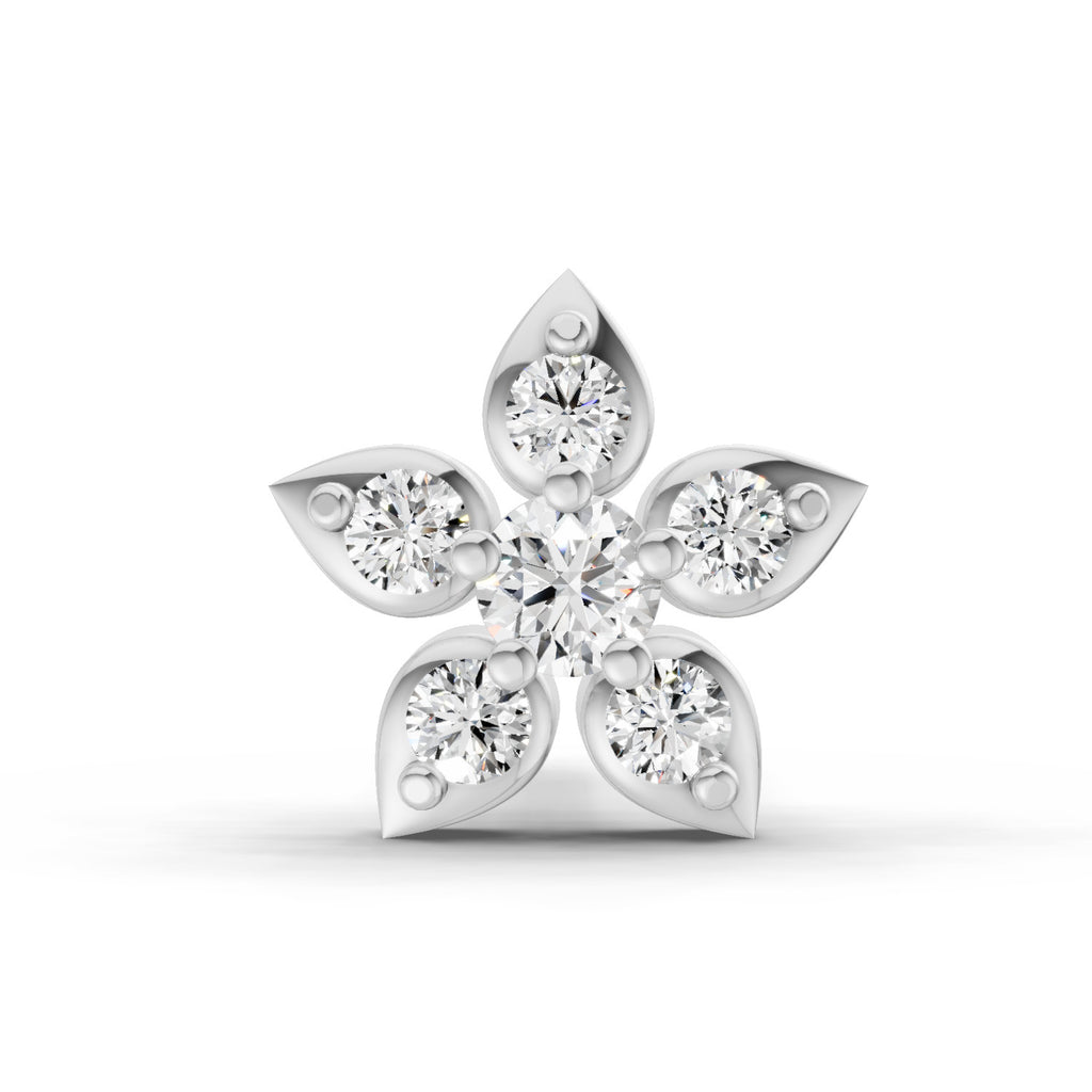 0.06 Carat Floral Stud Nose Pin 14K