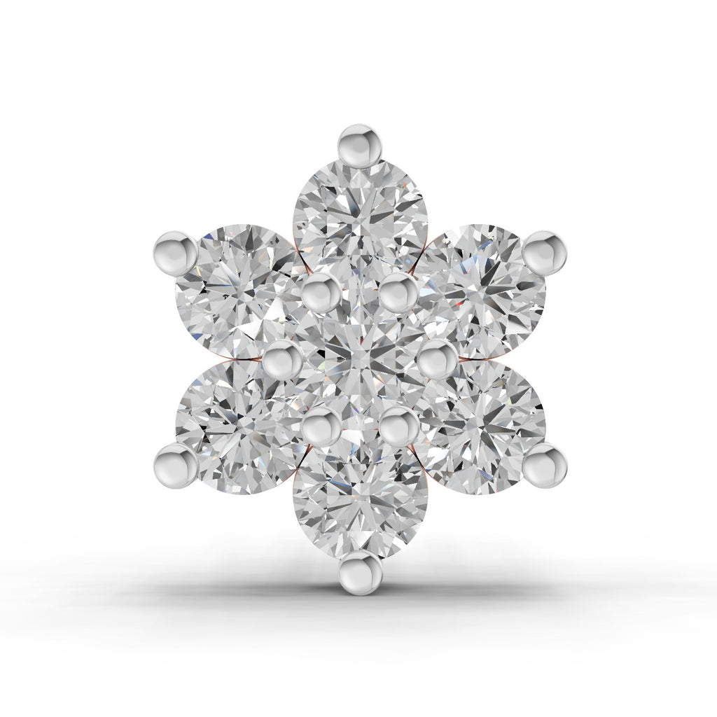0.48 Carat floral cluster Diamond Nose Pin 14K - Rose Gold