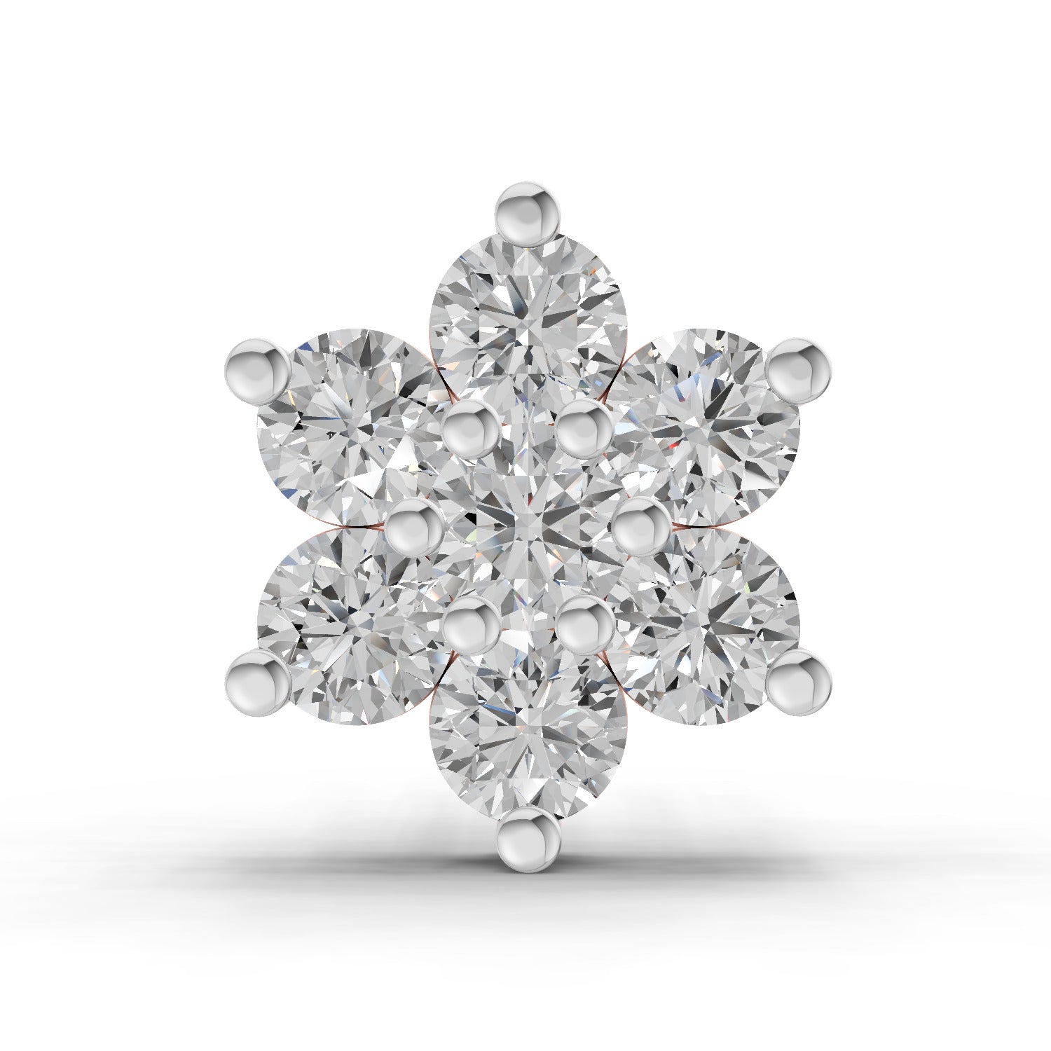 0.48 Carat floral cluster Diamond Nose Pin 14K - Rose Gold