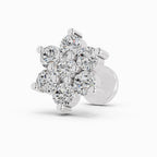 0.48 Carat floral cluster Diamond Nose Pin 14K - White Gold