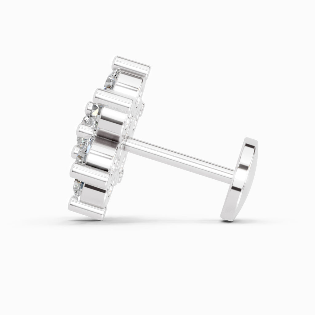 0.48 Carat floral cluster Diamond Nose Pin 14K - White Gold