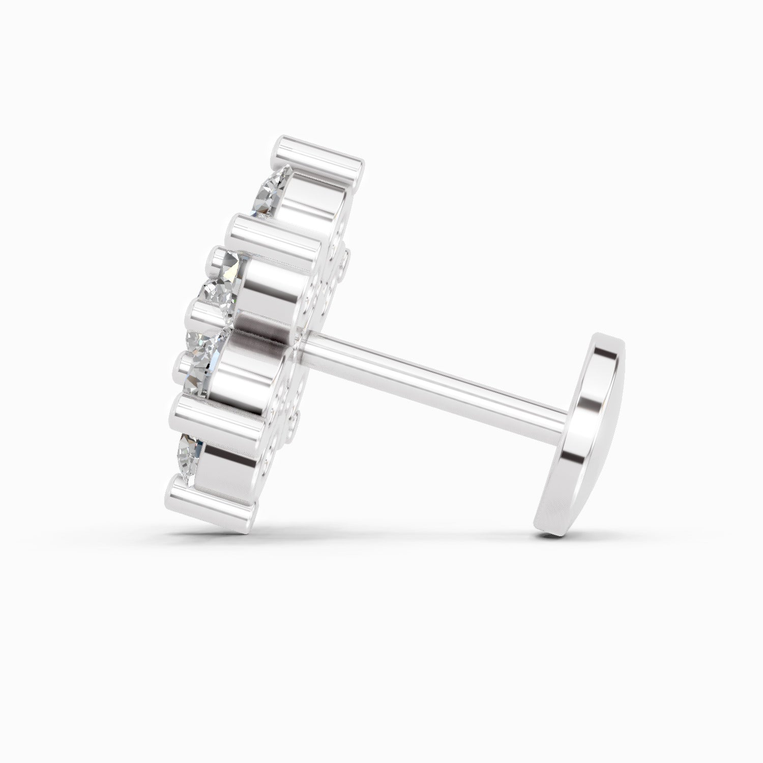 0.48 Carat floral cluster Diamond Nose Pin 14K - White Gold