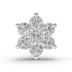 0.48 Carat floral cluster Diamond Nose Pin 14K - White Gold