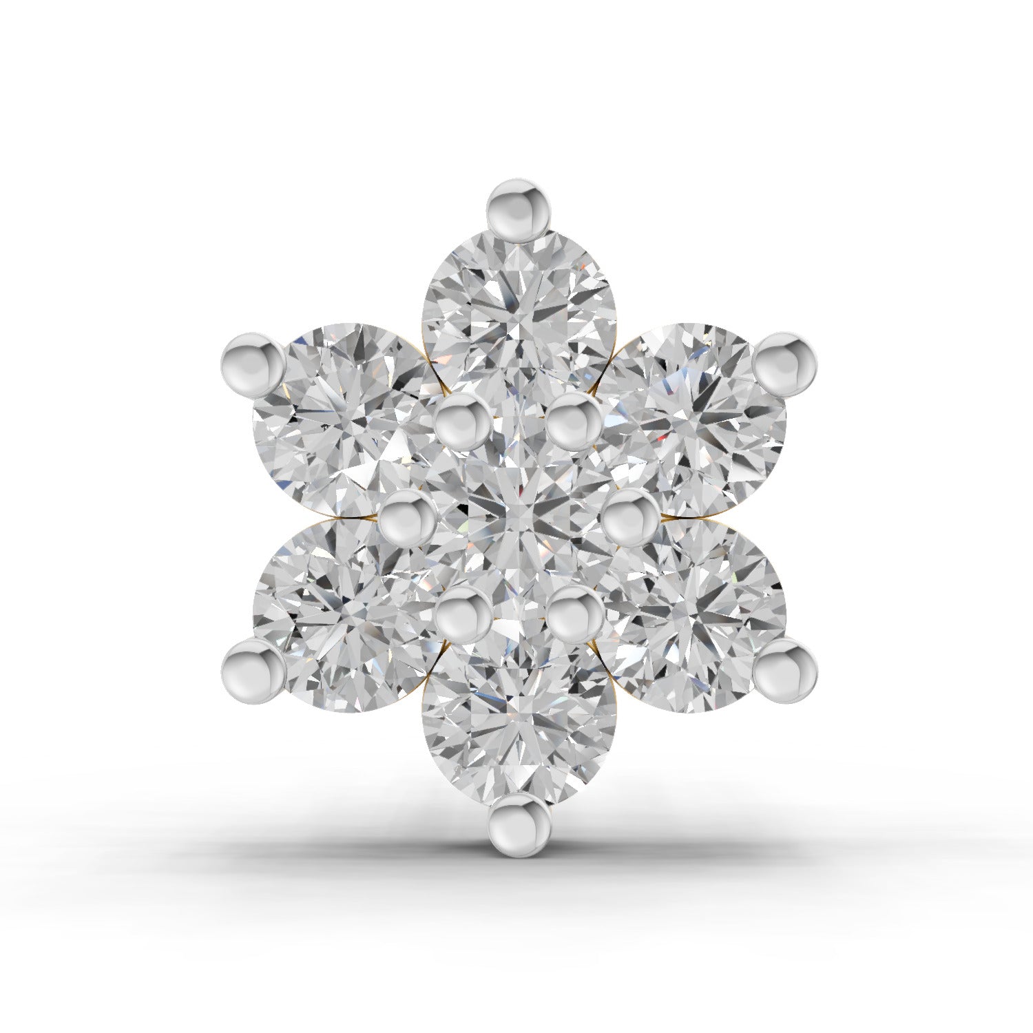 0.48 Carat floral cluster Diamond Nose Pin 14K - White Gold