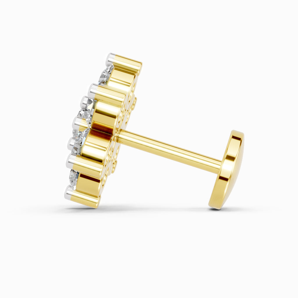 0.48 Carat floral cluster Diamond Nose Pin 14K
