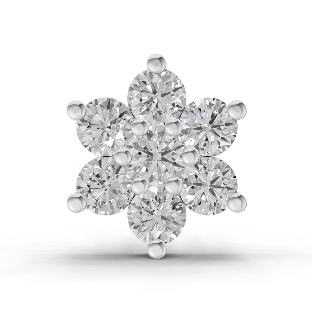 0.48 Carat floral cluster Diamond Nose Pin 14K