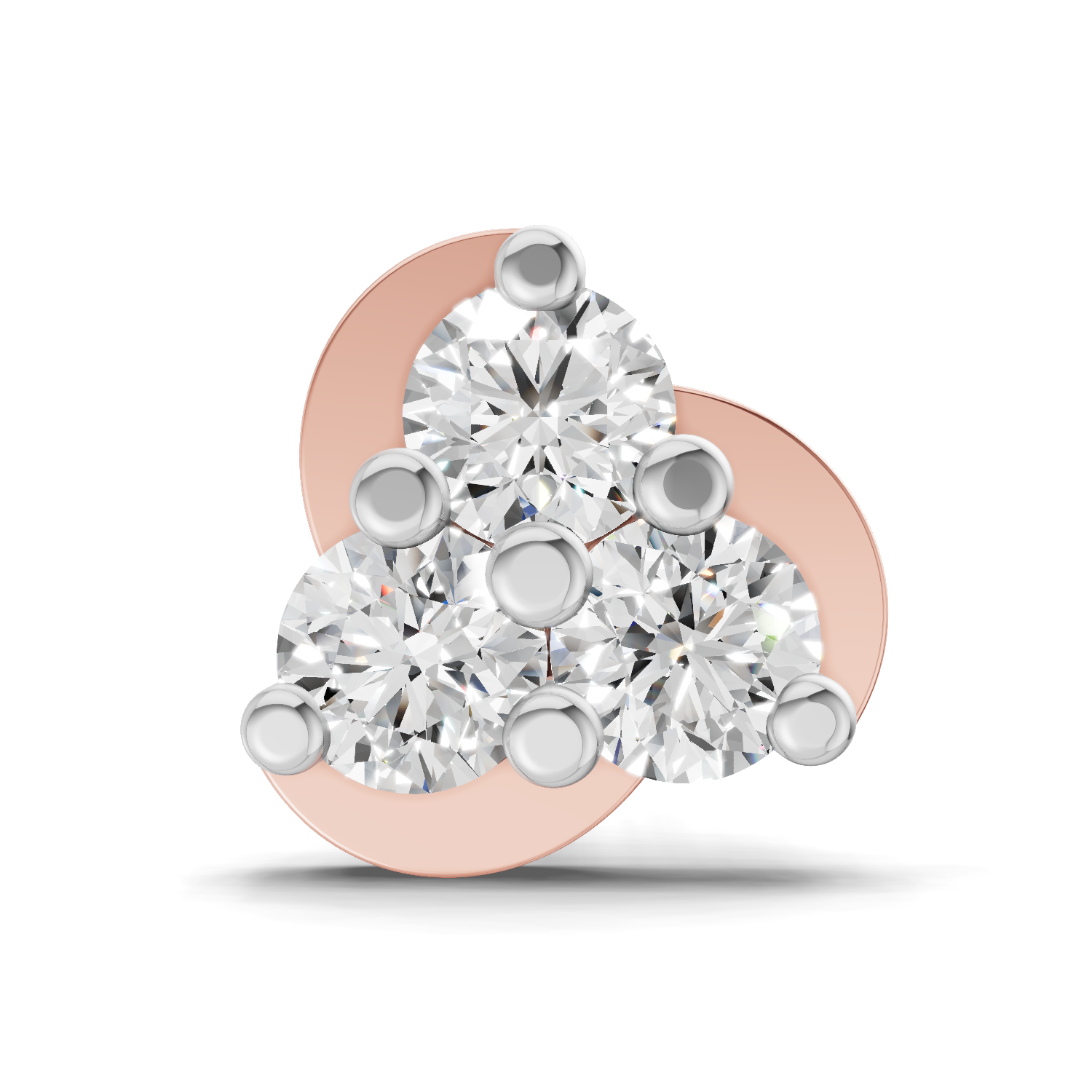 0.23 Carat floral cluster Diamond Nose Pin 14K Screw - Rose Gold