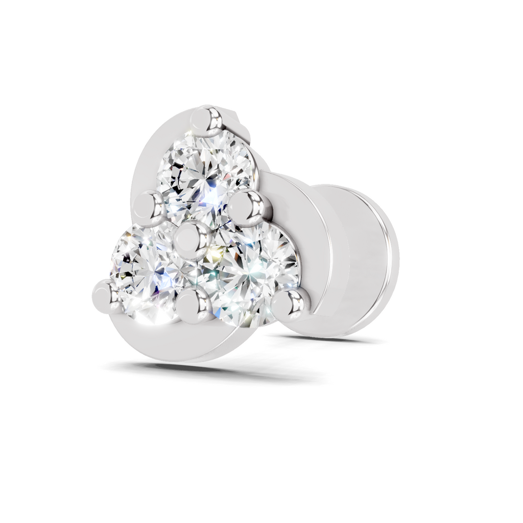 0.23 Carat floral cluster Diamond Nose Pin 14K Screw - White Gold