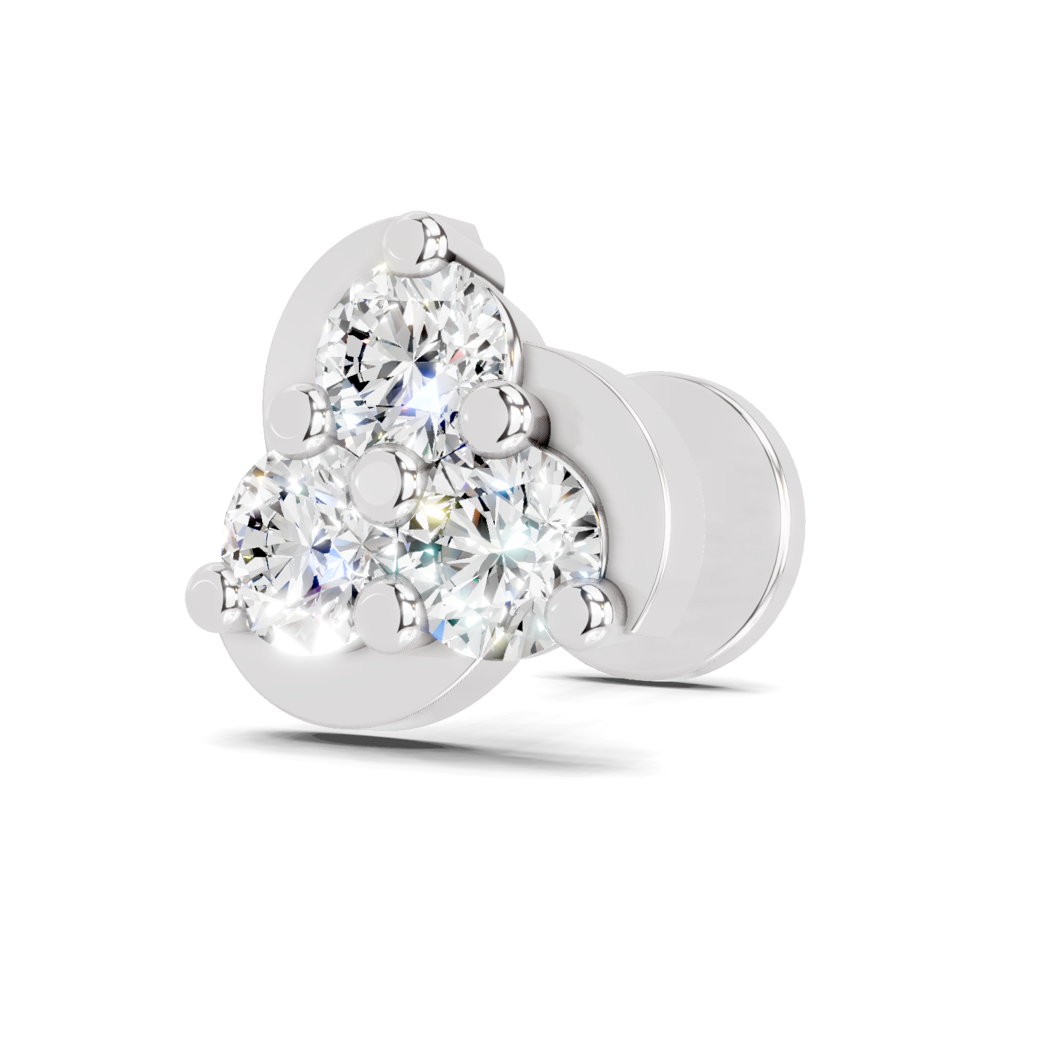 0.23 Carat floral cluster Diamond Nose Pin 14K Screw - White Gold